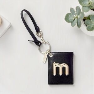 🖤🩶MARC JACOBS🖤🩶One Card Holder in Black Leather with Silver Accents/NWT